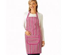 Tablier cuisine forme bavette rayé - rayé rose