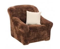 Housse microfibre extensible fauteuil canapé - marron