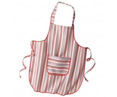 Tablier cuisine forme bavette rayé - rayé rouge