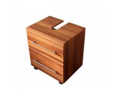 Meuble sous vasque 55 cm avec roulette décor noyer