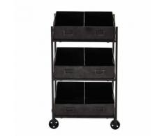 Étagère à roulettes en métal noire H 71 cm RUDY