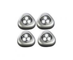 4 Lampes mobiles à LED ''Stick & Push'' avec interrupteur - Blanc - Appliques et spots