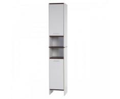 Armoire meuble de salle de bain 179x32x28cm blanc/marron SDB04002 - Objet à poser