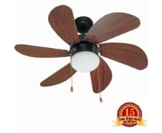 Faro 33185 ventilateur de plafond avec lumière lorefar palao marron foncé 6 pales diamètre 76 cm - Chauffage et ventilation