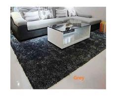 Tapis de bain en soie à poils longs Gris - Accessoires de bain