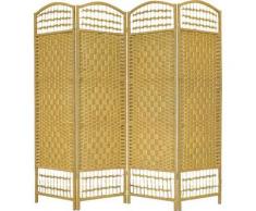 Paravent japanais en bois et osier brun clair de 5 pans -PEGANE- - Objet à poser