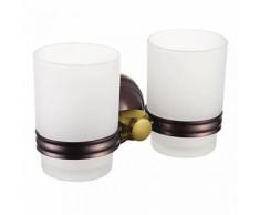 Double porte-verres en laiton de type classique pour dentifrice et brosse à dents - Accessoires de bain
