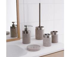 Ridder 22010811 Stone Poubelle de Salle de Bain avec Couvercle Poly Résine Ecru - Poubelle