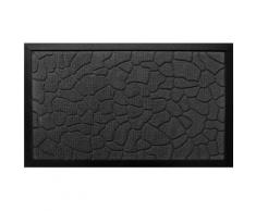 Paillasson Noir Tapis Entrée Luxe Antidérapant Caoutchouc Relief Galet 45 x 75cm - Linge de cuisine