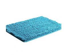 Tapis de bain rectangulaire à poils longs 50 x 80 cm Bleu - Accessoires de bain