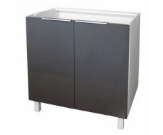 Caisson Portes Bas 80 Cm Gris Haute Brillance - Objet à poser
