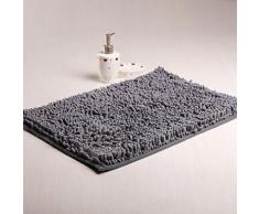 tapis antidérapant moderne en chenille 40 x 60 cm Gris - Accessoires de bain