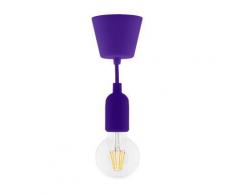 Kit de suspension déco violet en silicone avec cordon textile + ampoule LED filament globe 6W E27 - Suspensions et plafonniers