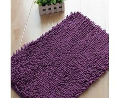 Tapis de bain en chenille à poils longs Violet - Accessoires de bain