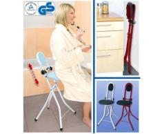 Siège d'appoint en acier avec coussin - Blanc et noir - Accessoires de bain