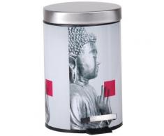 Poubelle Salle De Bain En Inox Toilette WC Décor Zen Statue Bouddha 3L - Poubelle