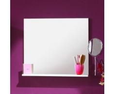 Miroir de salle de bain blanc avec tablette, H 57 x L 60 x P 11 cm -PEGANE- - Miroir