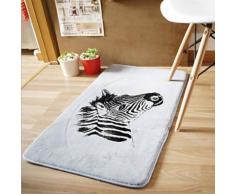 Tapis antidérapant moderne en flanelle à motif tête de zèbre Gris - Accessoires de bain