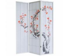 Paravent 3 panneaux japonais en bois blanc 132x175 cm PAR06016 - Objet à poser