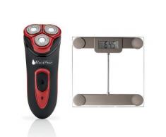 Pèse-personne électronique taupe + Rasoir 3 têtes rouge/noir - Santé et soins