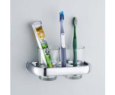 Porte-brosse à dents contemporain en laiton chromé - Accessoires de bain