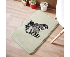 Tapis antidérapant moderne en flanelle à motif tête de zèbre Vert - Accessoires de bain