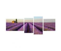 Tableau Multi Panneaux Champ Lavande sur toile 160x60 cm violet - Décoration murale