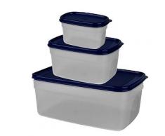 Emsa 517099 superline set de boîte alimentaire carré plastique bleu 18 x 18 x 12 cm 0,5 1,7 4,5l - Accessoires de rangement