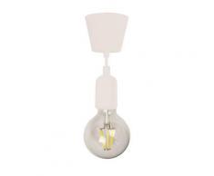 Kit de suspension déco blanc en silicone avec cordon textile + ampoule LED filament globe 6W E27 - Suspensions et plafonniers