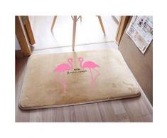 Tapis antidérapant moderne en flanelle 50 x 80 cm Beige - Accessoires de bain