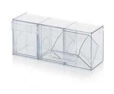 Boite a bonbons plastique Bloc 4 bacs basculants 60x20.7x16.8 cm-Dimensions du bac 14.2x19x16.5 cm - Accessoires de rangement