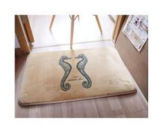 Tapis antidérapant moderne en flanelle 50 x 80 cm Beige - Accessoires de bain