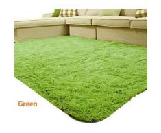 Tapis de bain à poils longs en soie Vert - Accessoires de bain