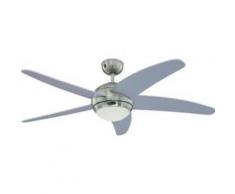 Ventilateur de plafond argenté avec lampe bendan - 132 cm - Chauffage et ventilation