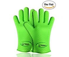 Paire de gants de cuisine anti-chaleur en silicone - plats chauds et four - Twinzee - Linge de cuisine