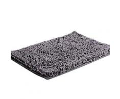 Tapis de bain rectangulaire à poils longs 40 x 60 cm Gris - Accessoires de bain