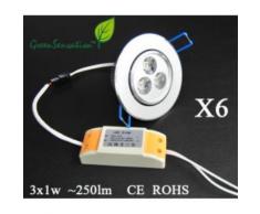 LOT de 6 Spots orientables à Led à encastrer avec transformateur 12 V inclu pour plafonnier - Ampoules à LEDs
