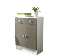 Element bas-2 portes-2 tiroirs-corps blanc-façade taupe/6038a2191a17 - Accessoires de rangement