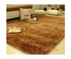 Tapis de bain en soie à poils longs Marron Clair - Accessoires de bain