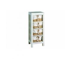 Chiffonnier NATURA blanc avec 4 paniers en osiers