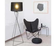 Lampadaire trépied en métal avec abat jour cylindre en PVC hauteur 126cm Marquise Noir