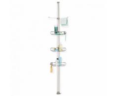 Etagère de douche d'angle à tension en métal chromé et aluminium L33xP23xH274cm