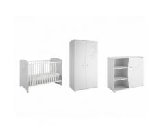 Chambre bébé lit + commode + armoire décor blanc étoile cerf-volant ADELE