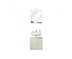 Ensemble meuble sous-vasque L60xH58cm avec miroir/étagère + applique LED JASDAN
