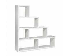 Etagère escalier en bois H164cm L164cm 6 niches SCALA Blanc
