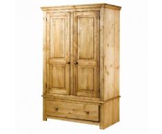 Armoire de chambre pin massif brossé 2 portes et 1 tiroir Longueur 100 cm BRUSH