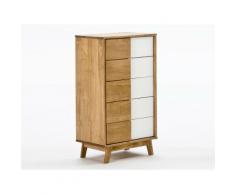 Chiffonnier en bois 5 tiroirs H92 cm CALY Blanc