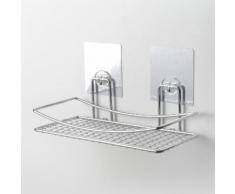 Etagère de salle de bain en acier chromé fixation transparente SMOOTH