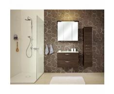 Meuble sous-vasque 2 tiroirs Longueur 73 cm WILLIAMS Moka Avec armoire + demi-colonne
