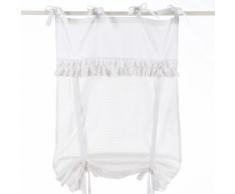 Voilage vitrage à nouettes 100% coton motif plumetis blanc/écru PLUMETIS 45x160cm